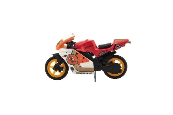 Moto de course métal/plastique 8cm à roue libre assorties sur carte