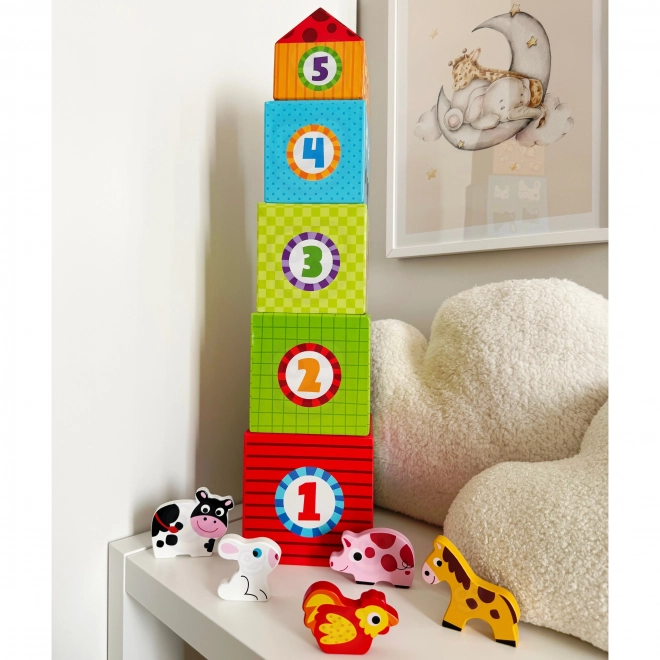 Woopie puzzle de ferme verte avec blocs et figurines