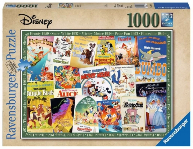 Puzzle Disney Affiches de Films Vintage 1000 pcs Ravensburger