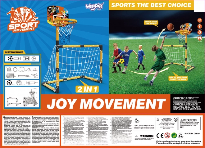 Woopie ensemble sportif 2-en-1 panier de basket et but de football