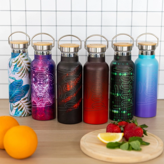 BAAGL Bouteille isotherme avec bouchon en bambou Dégradé rouge-noir