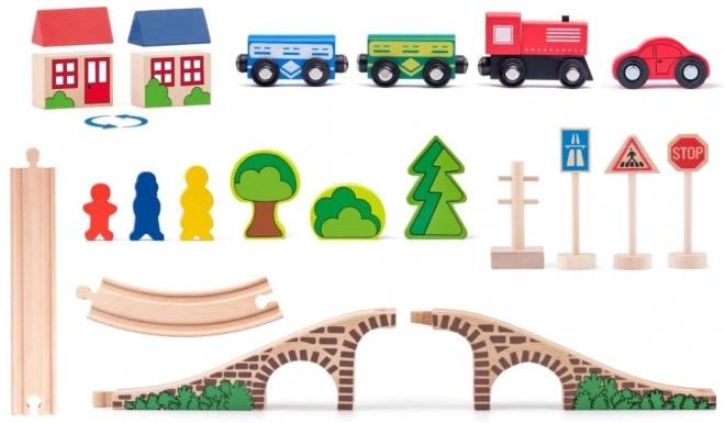 Circuit de train en bois "Huit" 40 pièces