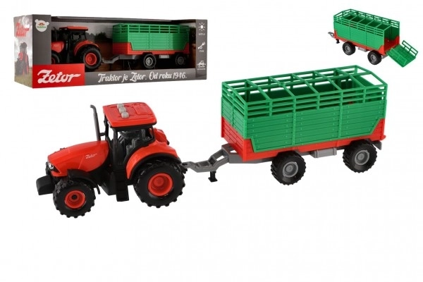 Tracteur Zetor avec remorque avec effets lumineux et sonores - 36 cm