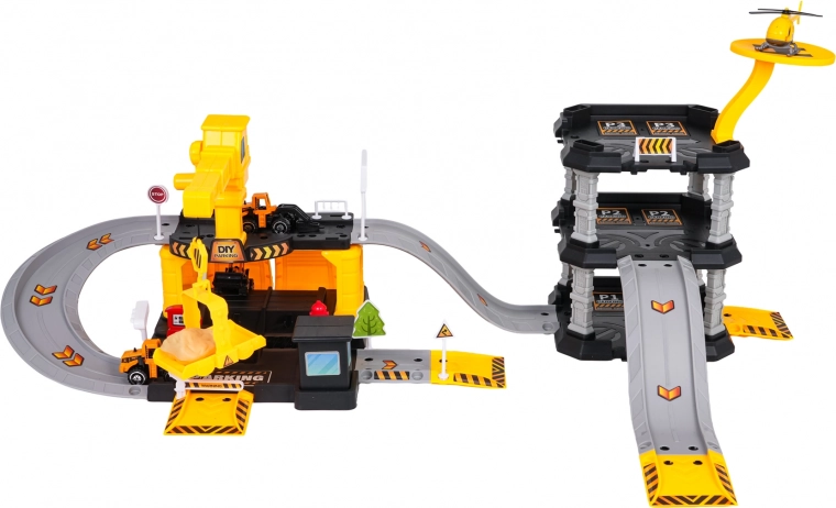 Parking à trois niveaux avec pistes