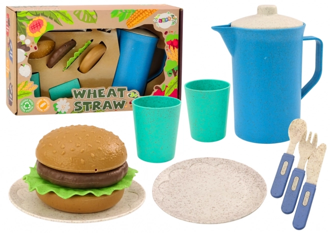 Set de dîner pour enfants avec assiettes, tasses et pichet