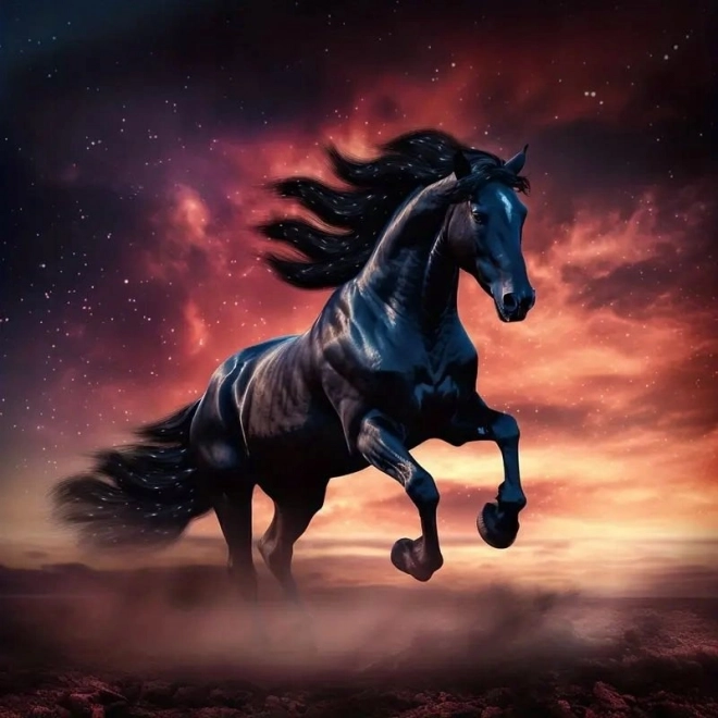 Peinture au diamant Cheval noir sauvage