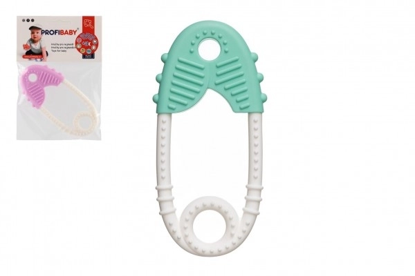 Anneau de dentition épingle silicone 11,5cm 2 couleurs dans un sac 11x16cm 0m+