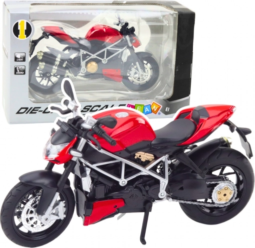 moto sportive en métal 1:12, rouge avec lumières et sons