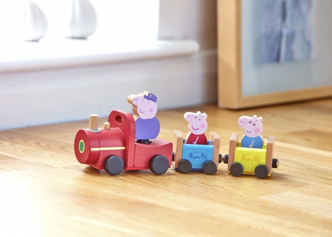 Train en bois Peppa Pig + figurine grand-père