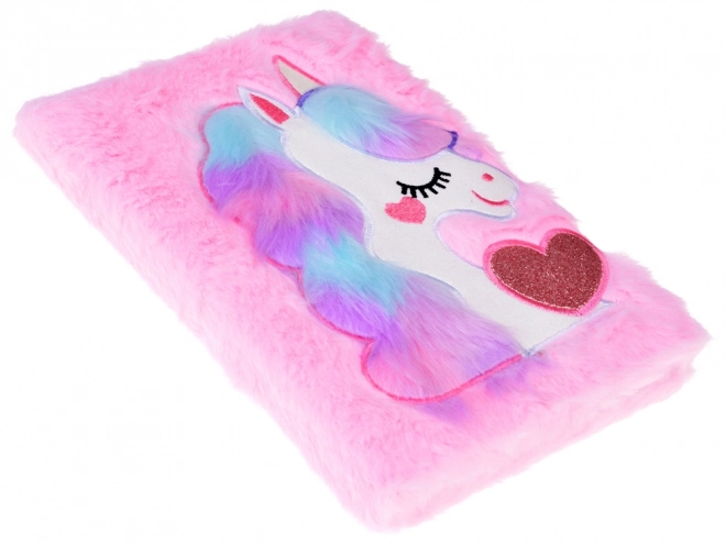 Carnet rose licorne avec cœur scintillant