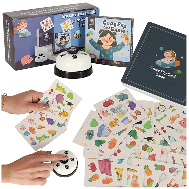 Jeu de cartes Trouver la paire avec 54 cartes et une cloche