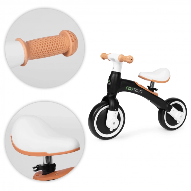 Draisienne avec pédales et roulettes latérales noires ECOTOYS