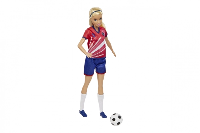 Barbie poupée de football en maillot rouge