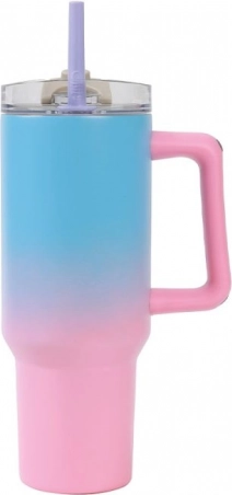 grand gobelet isotherme avec paille – bleu‑rose