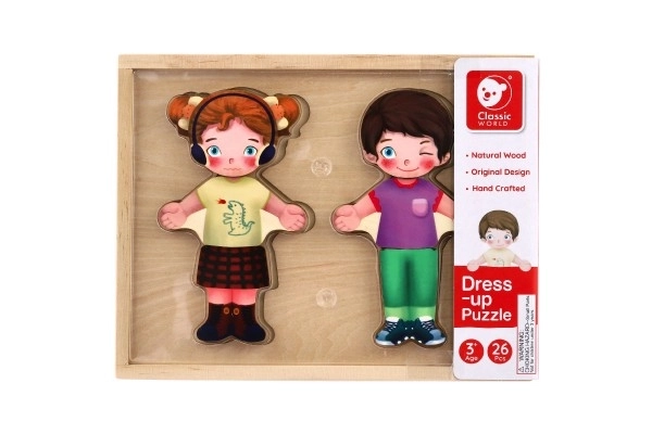 Puzzle en bois habillage - fille et garçon