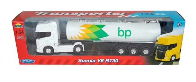 Camion Welly 1/64 Scania V8 R730 Pétrole