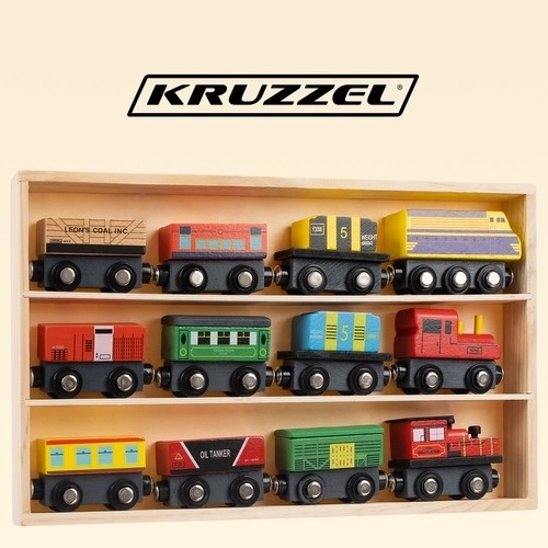 Trains en bois avec wagons - 3 locomotives et 9 wagons