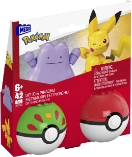 mega pokémon poké ball pikachu et ditto – set de construction 42 pièces