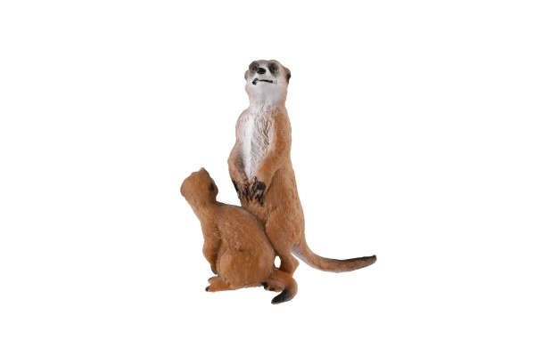 Figurine décorative Suricate avec petit - plastique, marron clair, 8cm