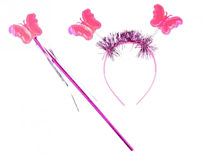 Costume de fée rose lumineux avec ailes de papillon – Rose clair