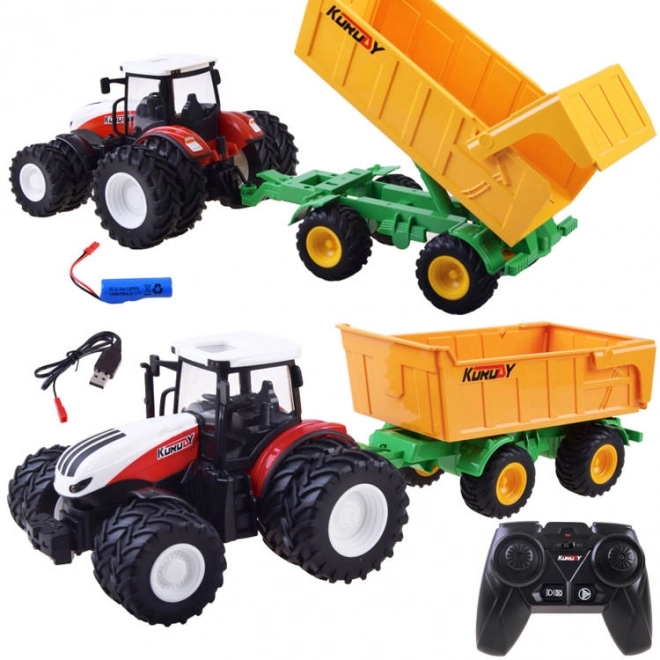 Tracteur télécommandé avec roues en caoutchouc + remorque RC0601