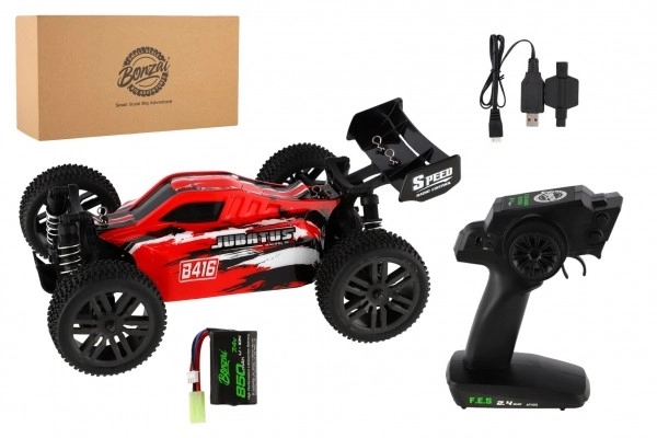 Avtomobil RC Buggy Bonzai Jubatus tout-terrain 30cm plastique 2,4GHz à piles + 2x ensemble supplémentaire dans une boîte 40x14x21 – Rouge
