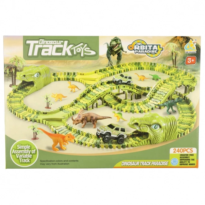 Piste de course de dinosaures avec voitures 240 pièces
