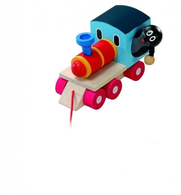 Train en bois à tirer avec La Petite Taupe - 12 cm