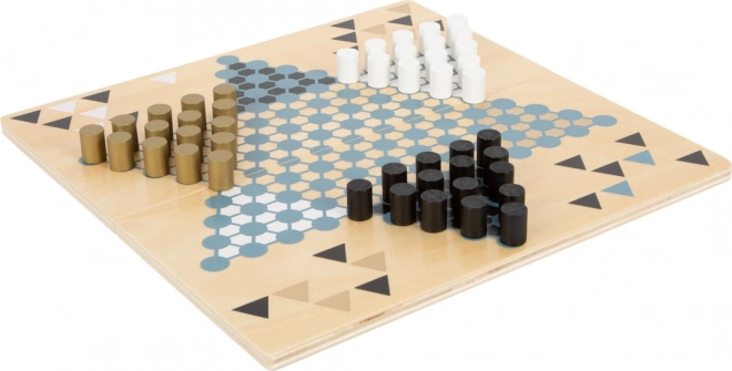 small foot Jeu Barikády et Halma Gold Edition – jeu de société en bois double face
