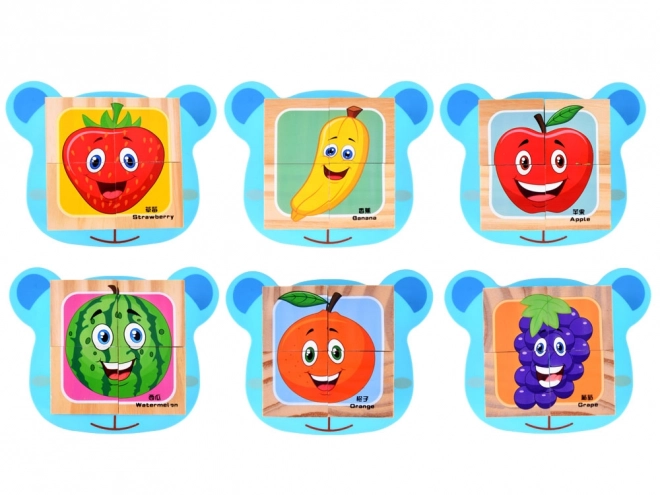 Blocs en bois casse-tête aux fruits