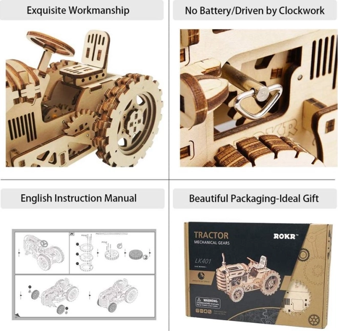 Puzzle mécanique en bois 3D RoboTime Tracteur