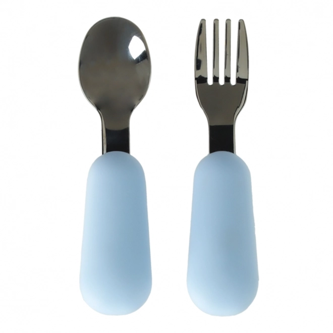 Vaisselle en silicone bleu clair ourson - 4 pièces