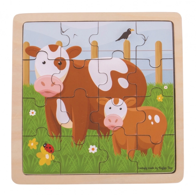 Puzzle Bigjigs Toys - Vache avec veau