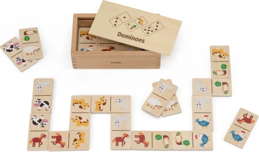 Domino en bois 2-en-1 animaux et chiffres VIGA