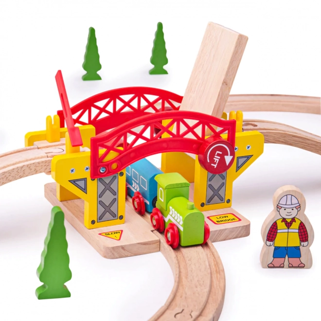 Pont-levis en bois pour circuit de train