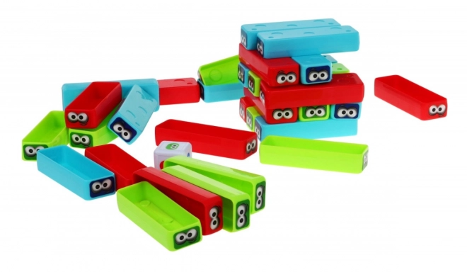 Mini jeu d'arcade Jenga pour enfants 3+ Construction de tours + 30 blocs colorés + dés