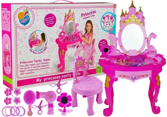 Coiffeuse avec chaise et accessoires