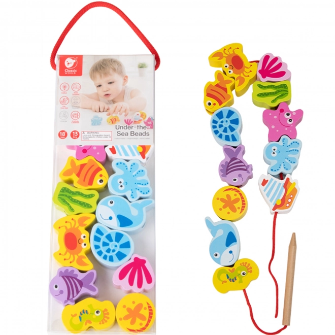 Perles à enfiler en bois Animaux aquatiques