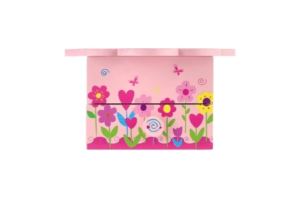 Boîte à bijoux Princesse bois boîte à musique fleur tiroir 14,5x8x14,5cm
