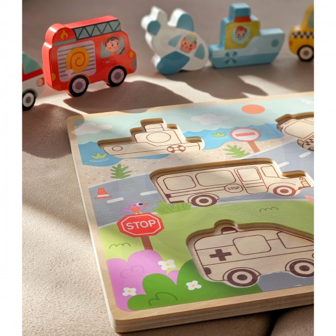Puzzle en bois Montessori ville