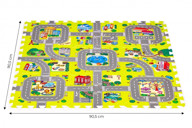 Tapis de jeu en mousse ville – 9 pièces 90,5 × 90,5 cm IPLAY