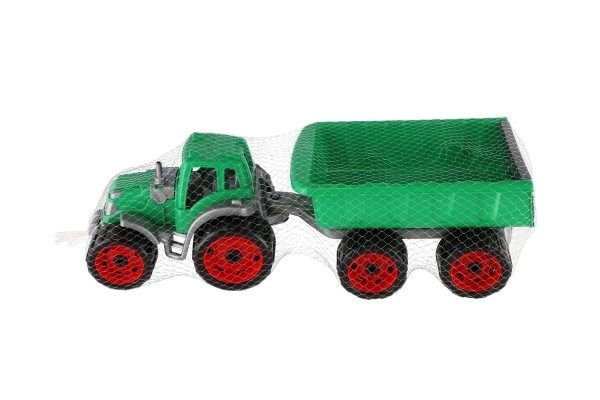 Tracteur avec remorque en plastique 53cm à roue libre en filet