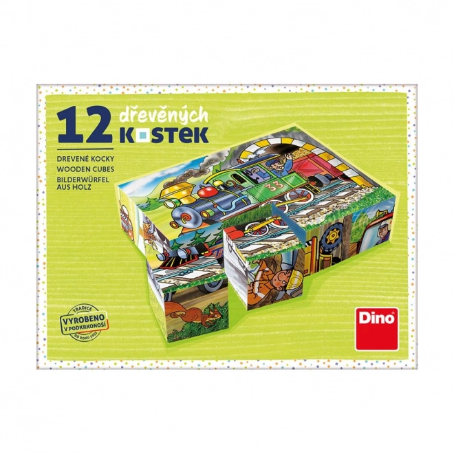 Cubes illustrés pour enfants avec motif de locomotive