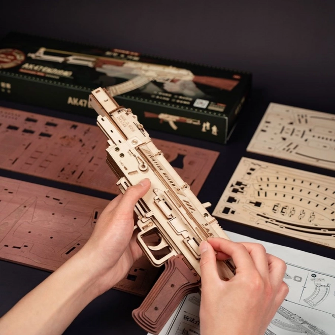 RoboTime 3D Puzzle mécanique en bois fusil d'assaut AK-47