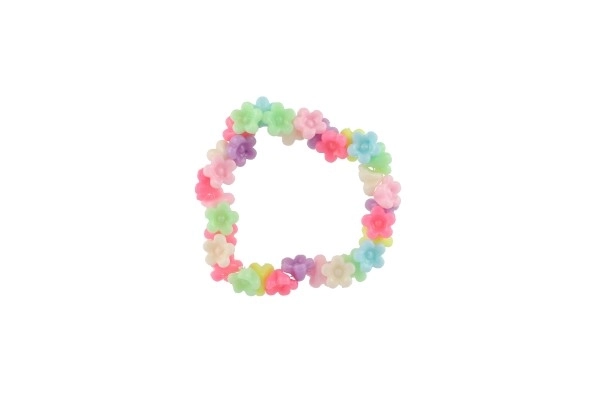 Perles en plastique petites fleurs avec ficelle 2 types dans un sachet 6,5x11x1cm