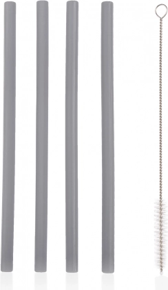 Pailles en silicone 4 pcs, Dove Grey