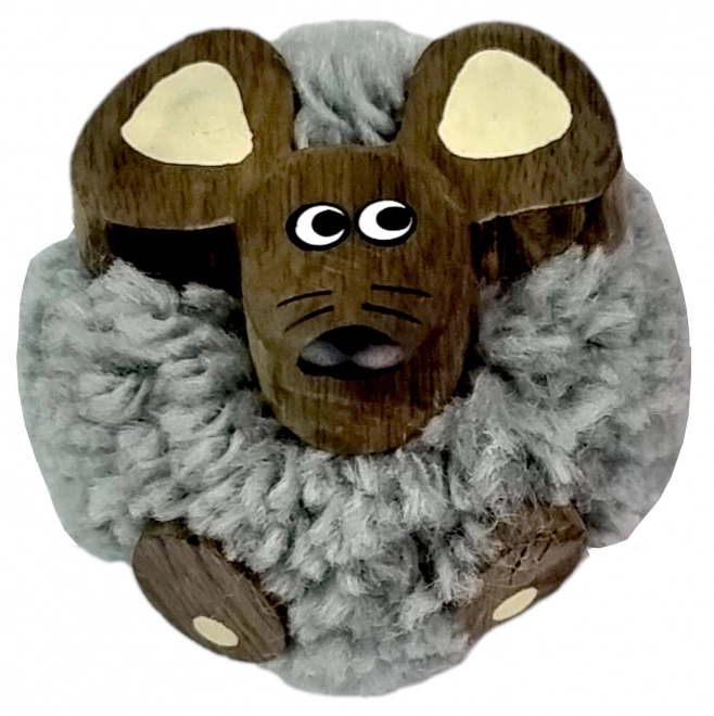 Magnet en bois Dvìdětì grande pompon Souris