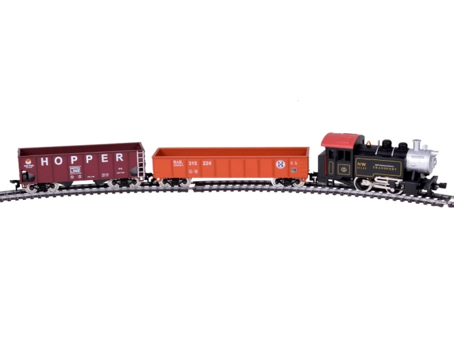Ensemble de train électrique avec locomotive à vapeur classique et unité de contrôle