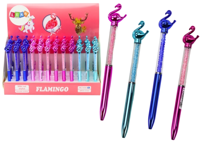 Stylo à bille avec pointe bleue Flamingo Diamonds 0,7 mm Mix