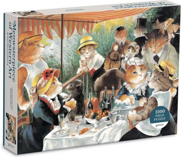 Puzzle Galison Le Déjeuner des canotiers avec des chats 1000 pièces